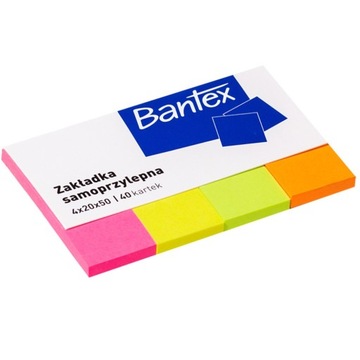 ZAKŁADKI INDEKSUJĄCE BANTEX 20 x 50 mm 4 x 40 szt