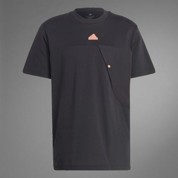 Adidas Czarna Bluzka Męska T-shirt z Kieszonką Logo Okrągły Dekolt r. XL