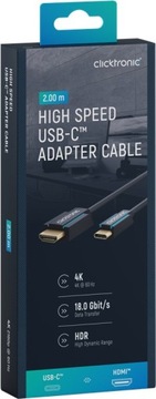 CLICKTRONIC Kabel przejściówka USB-C HDMI 2.0 2m