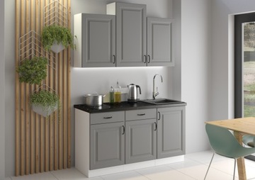 Meble kuchenne STILO DUSTGREY/BIAŁY MAT zestaw kuchnia szafki 150cm