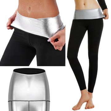 LEGGINSY DAMSKIE MODELUJĄCE SPODNIE ODCHUDZAJĄCE TERMICZNE CZARNE 2XL/3XL