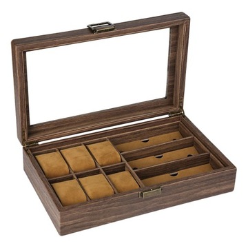 Drewniany organizer w stylu vintage z zamkiem