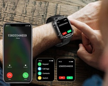 SMARTWATCH МУЖСКИЕ ЧАСЫ TALKS ВОЕННОЕ МЕНЮ PL + БЕСПРОВОДНЫЕ НАУШНИКИ