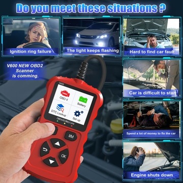 Диагностический инструмент для считывания OBD2, сканер автомобильных кодов OBDII