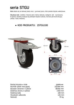 Koło fi 100 wózek regał szafka stół 2STGU100