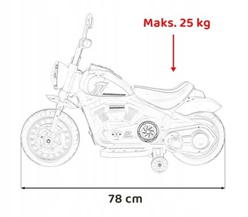 Motorek Chopper 1 Silnik 6V Boczne Kółka FM Radio Biały
