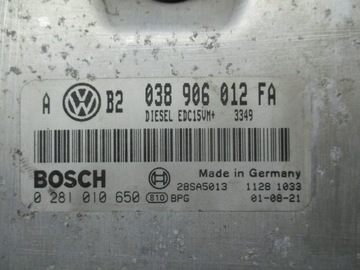 GOLF 4 IV 98-03 1.9 TDI JEDNOTKA ŘÍZENÍ MOTORU 038906012FA 0281010650