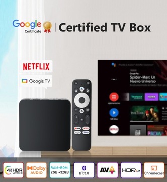 SMART TV BOX PRZYSTAWKA WIFI 2/32GB GOOGLE TV 2024 ANDROID 12 4K ASYSTENT