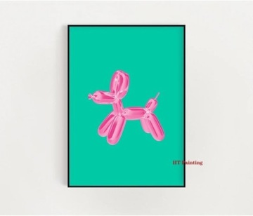 Plakat na płótnie Pop Art różowy balon pies abstra