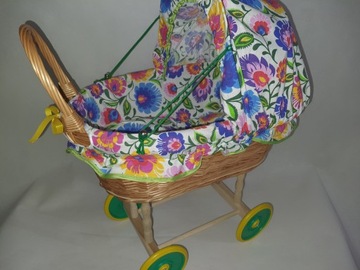 Плетеная коляска для кукол Новинка Различные цвета Польская ручная работа