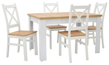 4x krzesło Krzyżak i stół 80x120/160 DĄB CRAFT