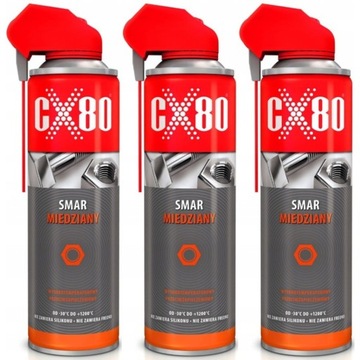 CX80 DUO SPRAY Smar miedziany do hamulców Środek na zapieczone śruby 0,5 x3