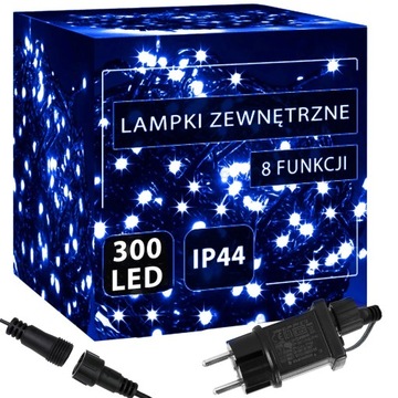 LAMPKI CHOINKOWE 300 LED ZEWNĘTRZNE STAŁE ŚWIATŁO KURTYNA ŚWIETLNA IP44