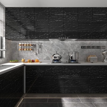 Самоклеящиеся мраморные черные кухонные обои
