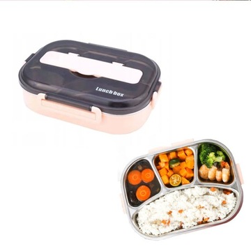 POJEMNIK Lunch Box OBIADOWY Dzielony 4komory 1,3L