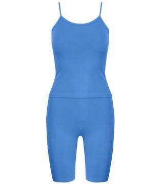 Sportowy komplet legginsy + top na ramiączka TULLY (Niebieski) 4XL/5XL
