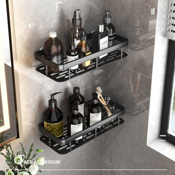 PÓŁKA ŁAZIENKOWA LOFT POD PRYSZNIC CZARNA 2SZT