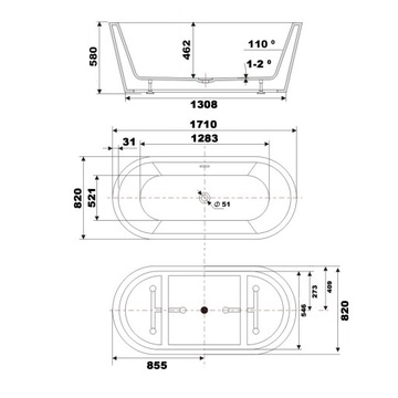 BRAIDER Отдельностоящая ванна ALTARIA 170 см. Белый