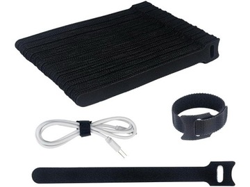 TAŚMA RZEP ORGANIZER KABLI OPASKA DO SPINANIA ZACISKOWA 15cm CZARNY 100 szt
