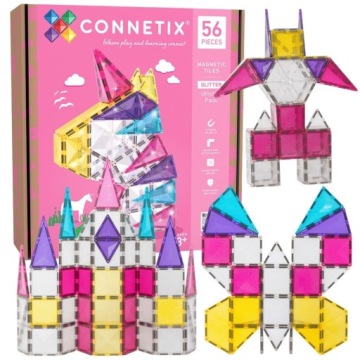 CONNETIX - Магнітний конструктор Глітер Єдиноріг - З блискітками єдиноріг 56 ел.