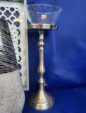 СЕРЕБРЯНЫЙ МЕТАЛЛИЧЕСКИЙ ПОДСВЕЧНИК