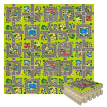 Humbi Vzdělávací Podložka Pěnové Puzzle 31,5 X 31,5 CM Uličky Město 63 Dílků