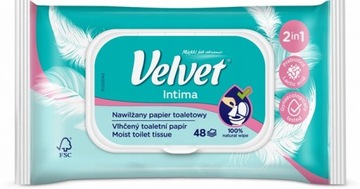Papier nawilżony zapachowy Velvet Intima 48 listków