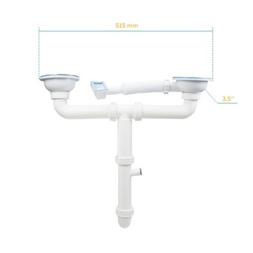 ДВУХОДНОЙ СИФОН ДЛЯ МОЙКИ 3.5 Кухонный ручной слив Ситечко для перелива Сталь