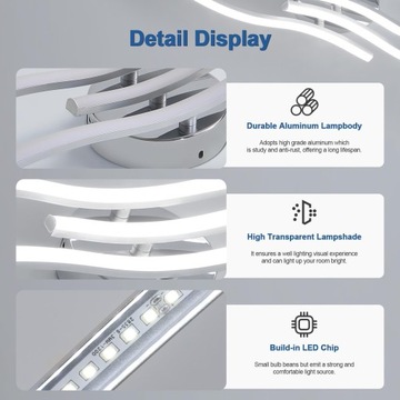 ПОТОЛОЧНЫЙ СВЕТИЛЬНИК, СВЕТОДИОДНАЯ ЛЮСТРА ХРОМ, СОВРЕМЕННЫЙ, 18ВТ, 6500К, ДЛЯ ГОСТИНОЙ