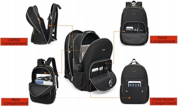 Breold plecak na laptopa damski Czarny 15,6 Cal