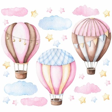 Duże naklejki na ścianę Kolorowe Balony Chmurki