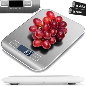 PRECYZYJNA WAGA KUCHENNA 10kg / 1g DOMOWA ELEKTRONICZNA TARA LCD BATERIE