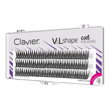 Kępki rzęs Clavier V&L Shape cat eyelashes skręt L - 12 mm