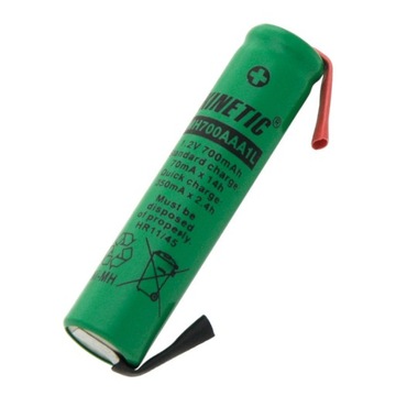 Ogniwo Ni-Mh AAA (R3) akumulator KINETIC 700mAh z przewodami do lutowania