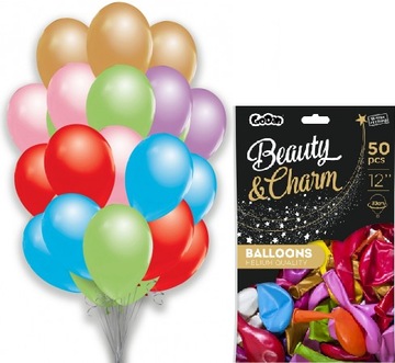 BALONY ZESTAW metaliki kolorowe mix 50szt 12''