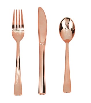 Одноразовые пластиковые вилки для столовых приборов ROSE GOLD