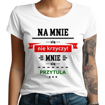 DAMSKA ŚMIESZNA KOSZULKA Z NADRUKIEM - MAŁA MI | XL