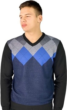 Y2899 Pierre Cardin V-Neck Argyle Knitted Jumper PÁNSKY SVETER L