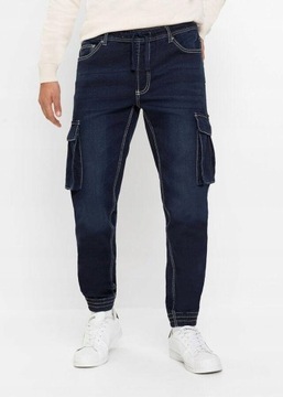 SLIM FIT STRAIGHT GRANATOWE 52 3I0B04 BONPRIX SPODNIE JEANSOWE BOJÓWKI