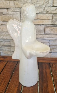 Figurka ceramiczna dekoracja ANIOŁ duży świecznik komunia aniołek