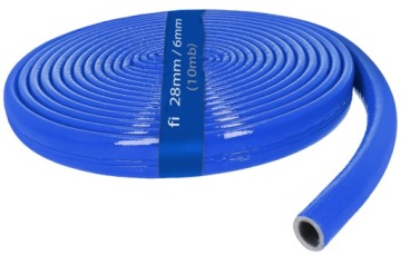 IZOLACJA OTULINA NA RURĘ PEX MIEDZIANĄ WĘGLOWĄ FI 28/6mm NIEBIESKA KRĄG 10m