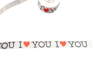Taśma rypsowa 20mm Lampas tasiemka I LOVE YOU