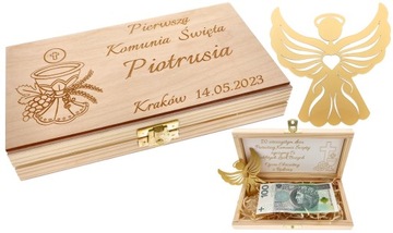 PUDEŁKO NA PIENIĄDZE KOMUNIA PAMIĄTKA PIERWSZEJ KOMUNII ŚWIĘTEJ ANIOŁEK