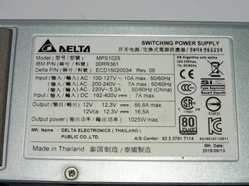БЛОК ПИТАНИЯ DELTA MPS1025 12,3 В/66,8 А 1025 Вт