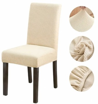 POKROWIEC NA KRZESŁO DO JADALNI SALONU KUCHNI BEŻOWY GRUBY MOCNY ELASTYCZNY