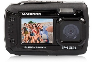 APARAT CYFROWY HD 14MPX WODOODPORNY SELFIE 2X LCD MICROSD PALUSZKI LAMPA