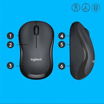 Бесшумная мышь Logitech M220 1000DPI nanoUSB, черная