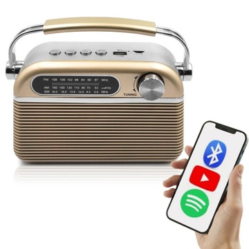 OUTLET RADIO KUCHENNE PRZENOŚNE BUDOWLANE NA BATERIE USB MICROSD BLUETOOTH