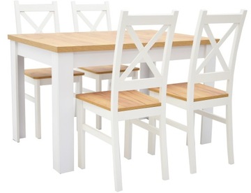 Biały STÓŁ KUCHENNY 80x120 i 4 krzesła KRZYŻAK