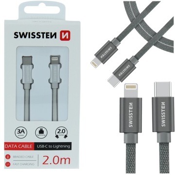 SWISSTEN Kabel do ładowania USB-C Lightning 3A 2m